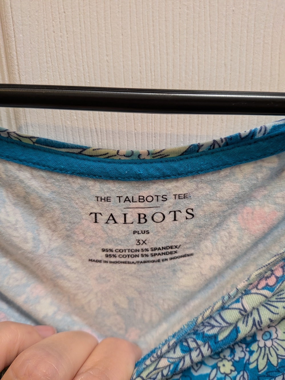Talbots Teal Floral Boatneck Tunic with Pink & Cream Accents 3/4 Sleeve Size 3X - Picture 2 of 3